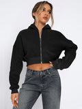 Cropped Zip-Up Hoodie
