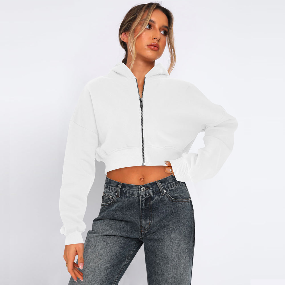 Cropped Zip-Up Hoodie