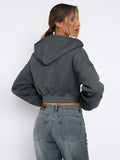 Cropped Zip-Up Hoodie